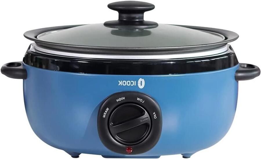 Slowcooker Stoofpot Pan Maaltijden Bereiden Uitneembare Aluminium Pot 6.5 Quart Blauw