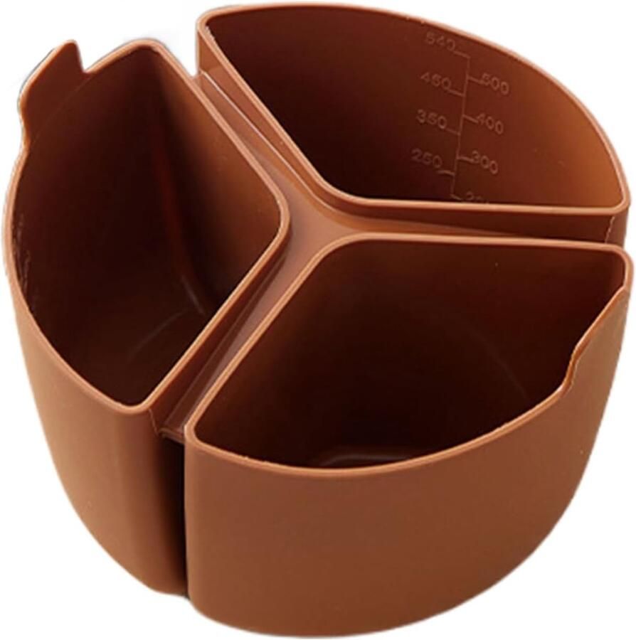 Slowcooker Verdeelinsert Silicone Voering Maaltijdvoorbereiding Drie Compartimenten 18x12 cm Bruin