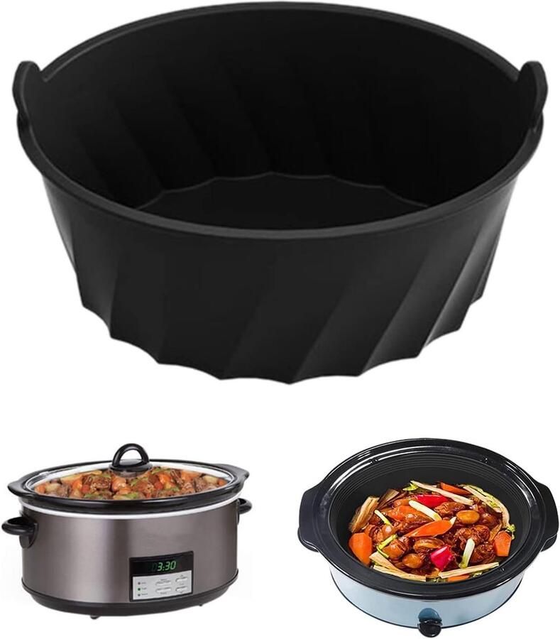 Slowcooker Voering Hittebestendige Insert Gemakkelijk Koken Herbruikbaar Siliconen Materiaal 6-8 Liter Zwart