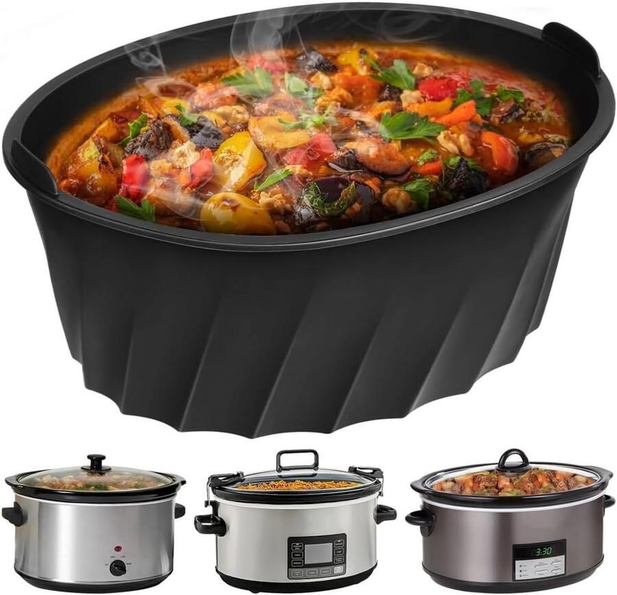 Slowcooker Voering Ovaal Inzetstuk Maaltijden Bereiden Herbruikbaar Siliconen 6-8 Qt Capaciteit Zwart