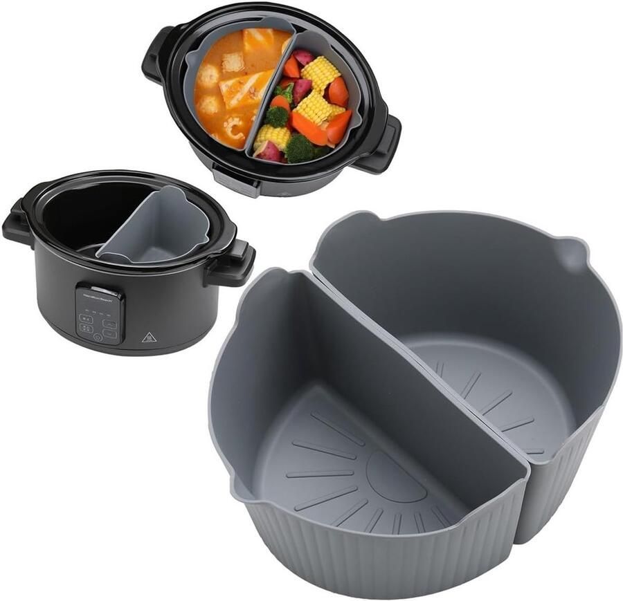 Slowcooker Voeringen Separatorscheiders Dubbel Koken Anti-aanbak 6 Quart Grijs
