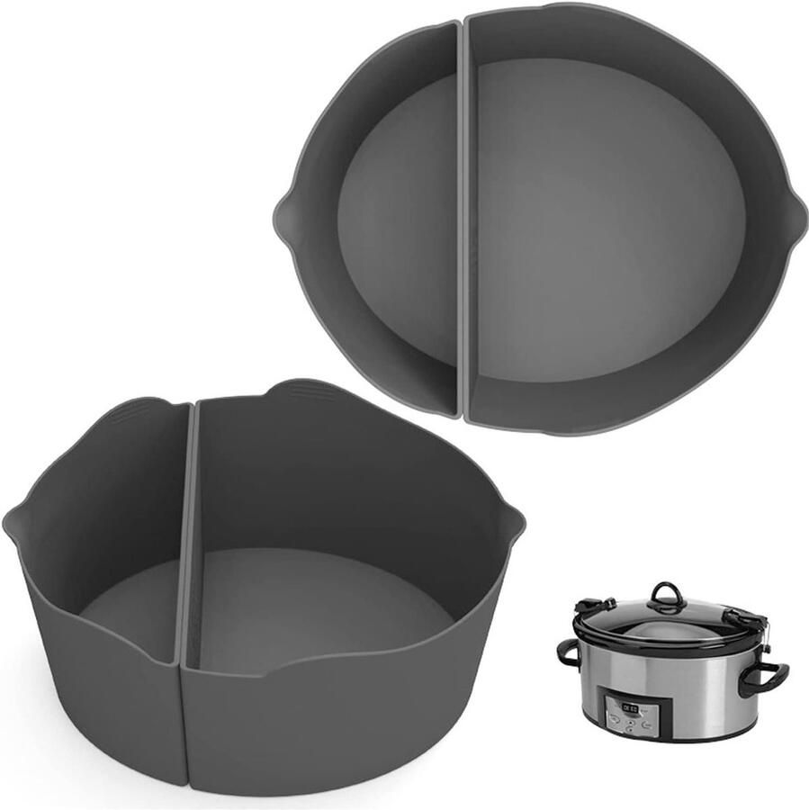 Slowcooker Voeringen Verdeler Inzet Twee Maaltijden Koken Herbruikbaar Siliconen 6QT Grijs