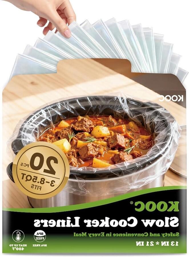 Slowcooker Zakken Kookzakken Wegwerp Rommelvrij Koken Extra Dik Materiaal 20 Stuks 33x53cm Transparant