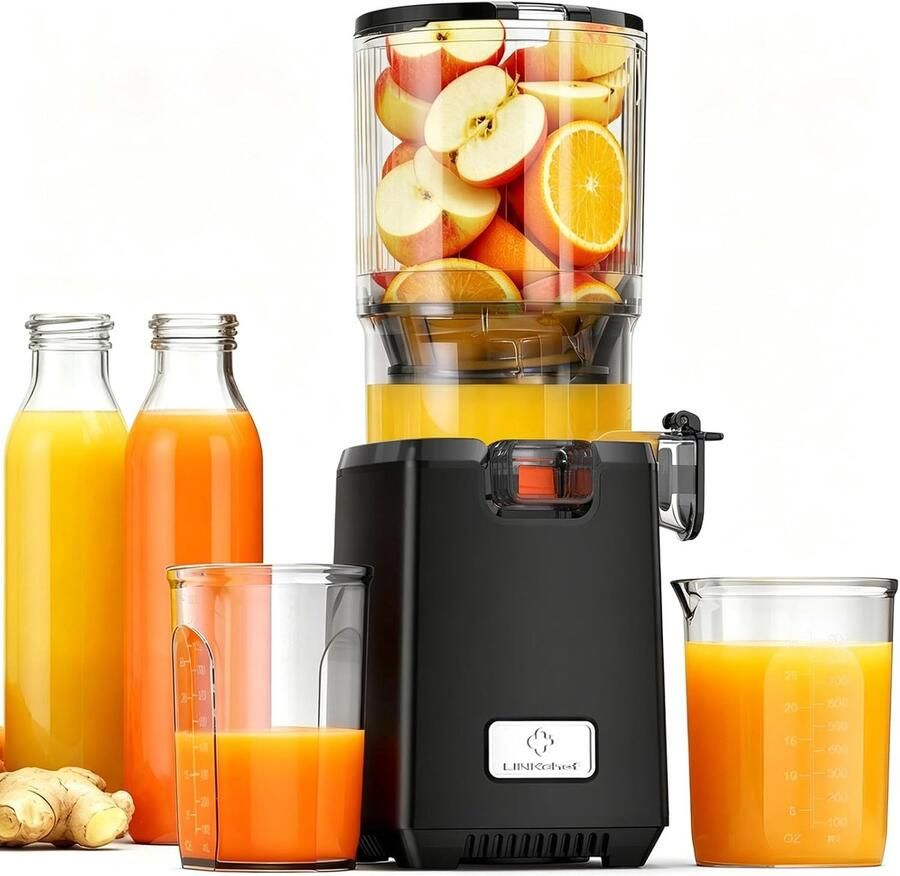 Slowjuicer 1.8L Koudpers Sapcentrifuge voor Groente en Fruit BPA-vrij 250W met Grote Vulopening Stil en Makkelijk Schoonmaken