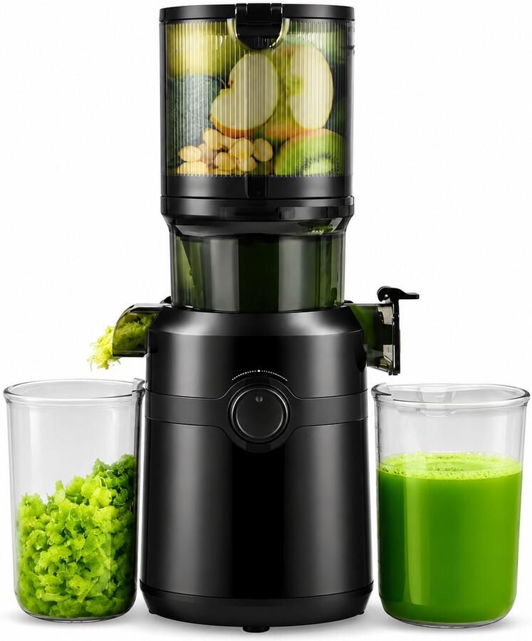 Slowjuicer 200W – Cold Press Juicer – 108 mm Vulopening – 1L Inhoud – BPA-vrij – Zwart