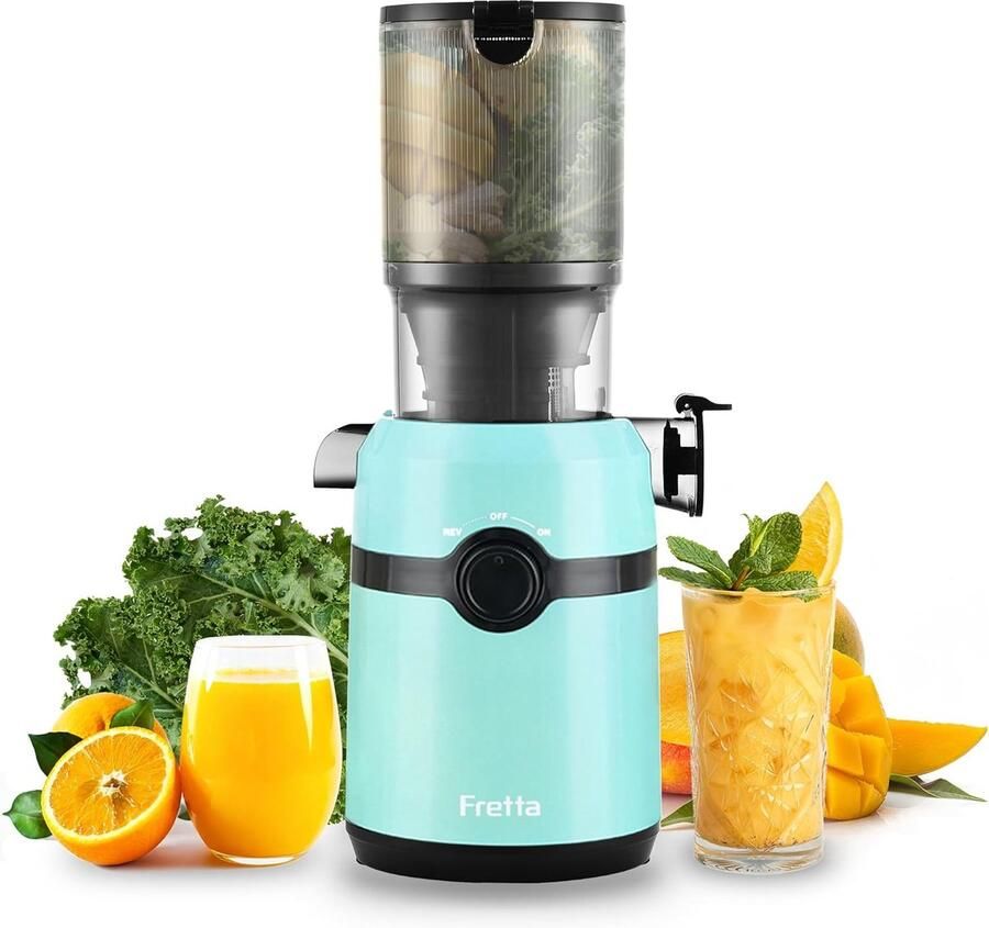 Slowjuicer 200W Koudpers – 108 mm Vulopening – 1L Capaciteit – BPA-vrij – Blauw