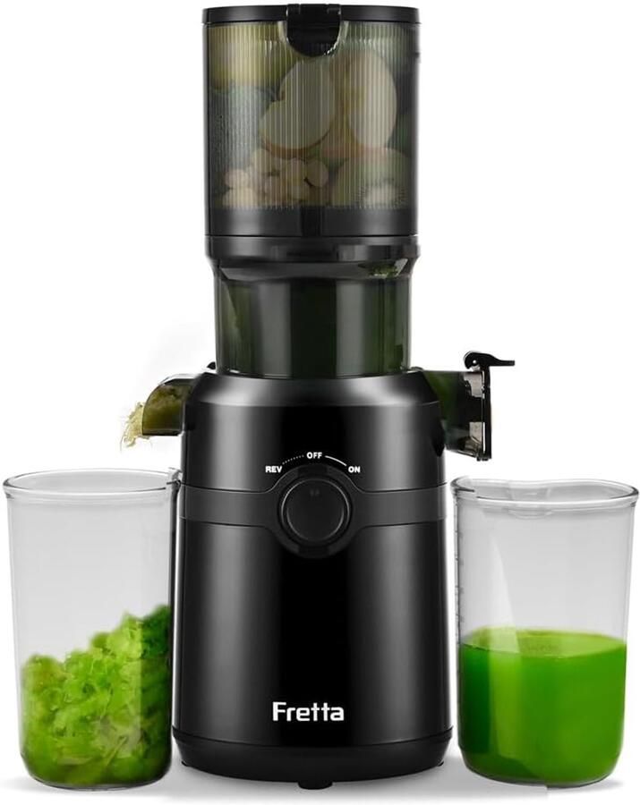 Slowjuicer 200W – Koudpers Juicer met 108 mm Vulopening – 1L – BPA-vrij Zwart