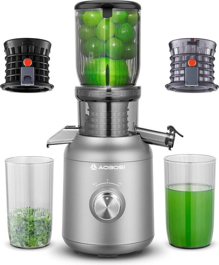 Slowjuicer 250W met brede Invultrechter (103 mm) Stille Perscentrifuge voor Fruit & Groenten
