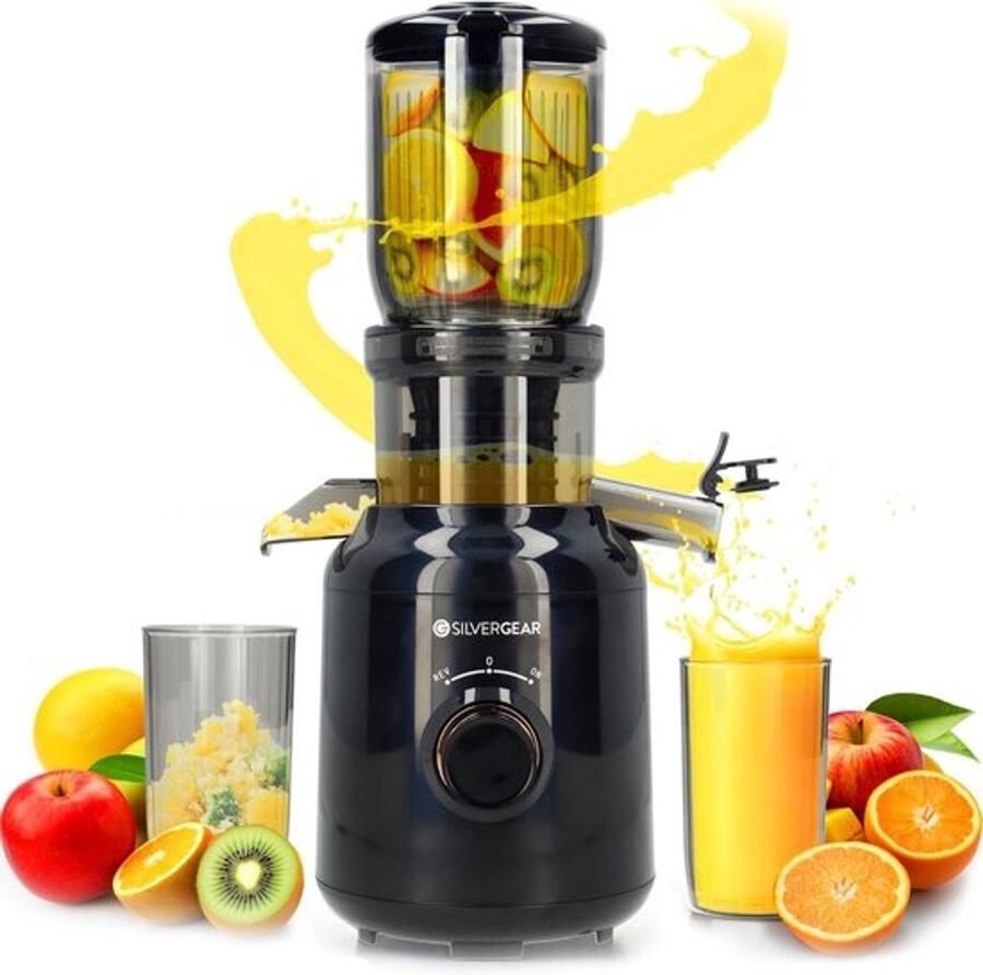 Slowjuicer Elektrische sapcentrifuge Zelf verse sappen maken Motor 60 RPM Opening 103 mm Zwart