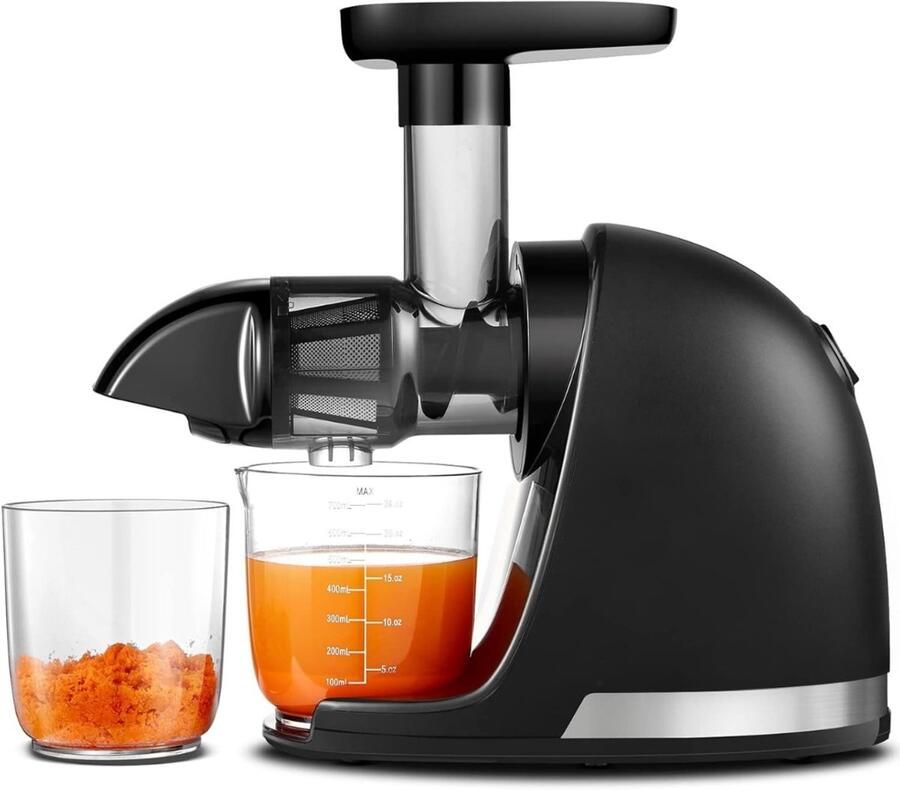 Slowjuicer Juicer Sapcentrifuge Groenten en Fruitpers 700ml Met Pulpreservoir Juice Maker Zwart