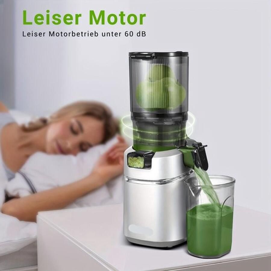 Slowjuicer – Langzame Juicer – Sapcentrifuge – Fruitpers – Groentepers – Ruime Vulopening 135 Mm – Grote Inhoud 1 8 Liter Zilver