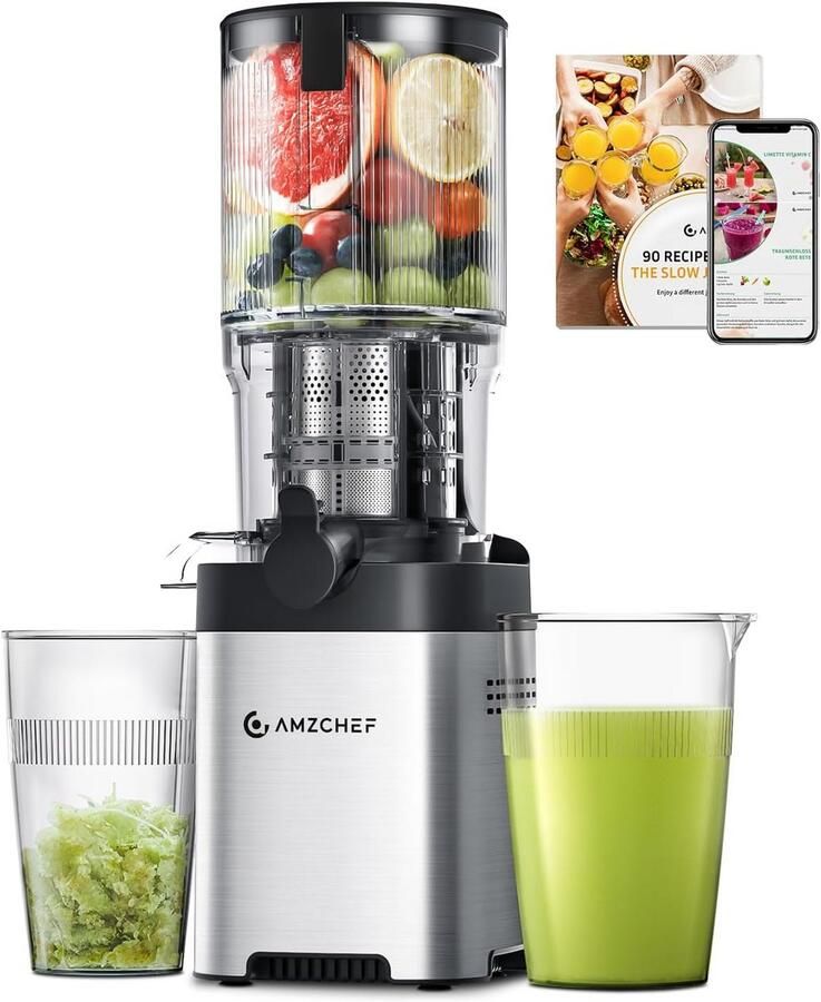 Slowjuicer met Brede Invoertrechter voor Hele Fruit en Groenten