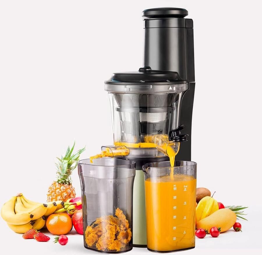Slowjuicer met Brede Voedingsschacht voor Fruit en Groenten Behoudt Vitaminen