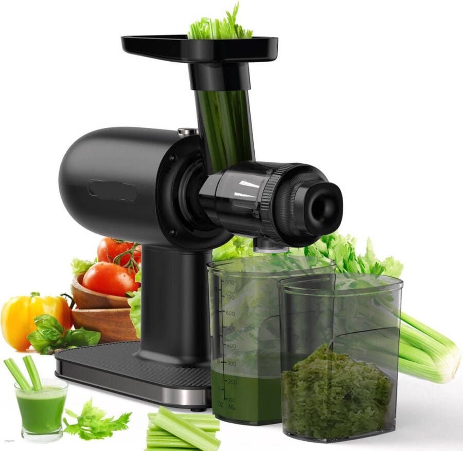 Slowjuicer Sapcentrifuge Cold Press Groente en Fruit Blender Krachtige Motor Zwart