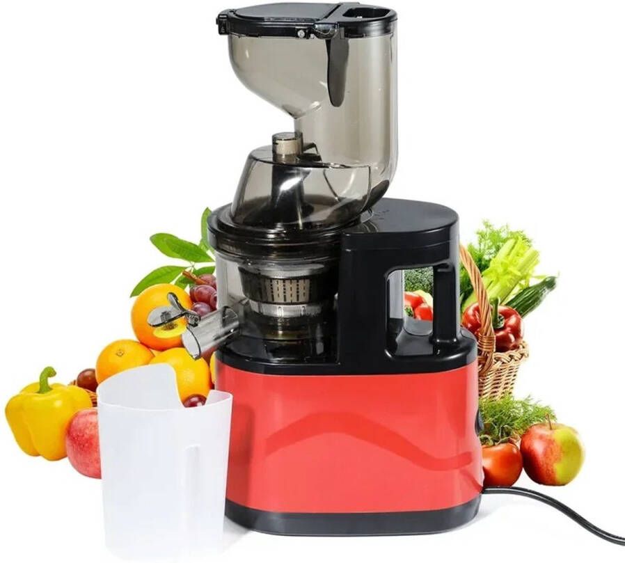 Slowjuicer Sapcentrifuge Cold Press Juicer 500W Sapmachine Grote Invoergoot 8 cm Slow Speed Juicer Fruitpers Groentepers BPA-vrij Antiblokkeerfunctie Laag Geluid Eenvoudig te Reinigen 220V