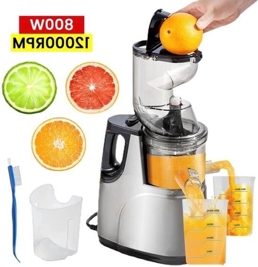 Slowjuicer Sapcentrifuge Cold Press Juicer 800W 12000RPM Grote Vulopening 50 dB Masticating Juicer Voor Groenten en Fruit