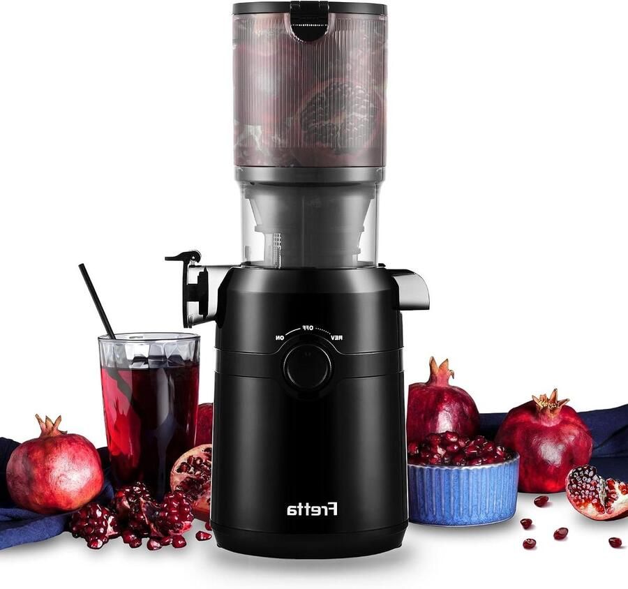Slowjuicer Sapcentrifuge Gezond sap maken Extra brede opening 1 liter Diepzwart