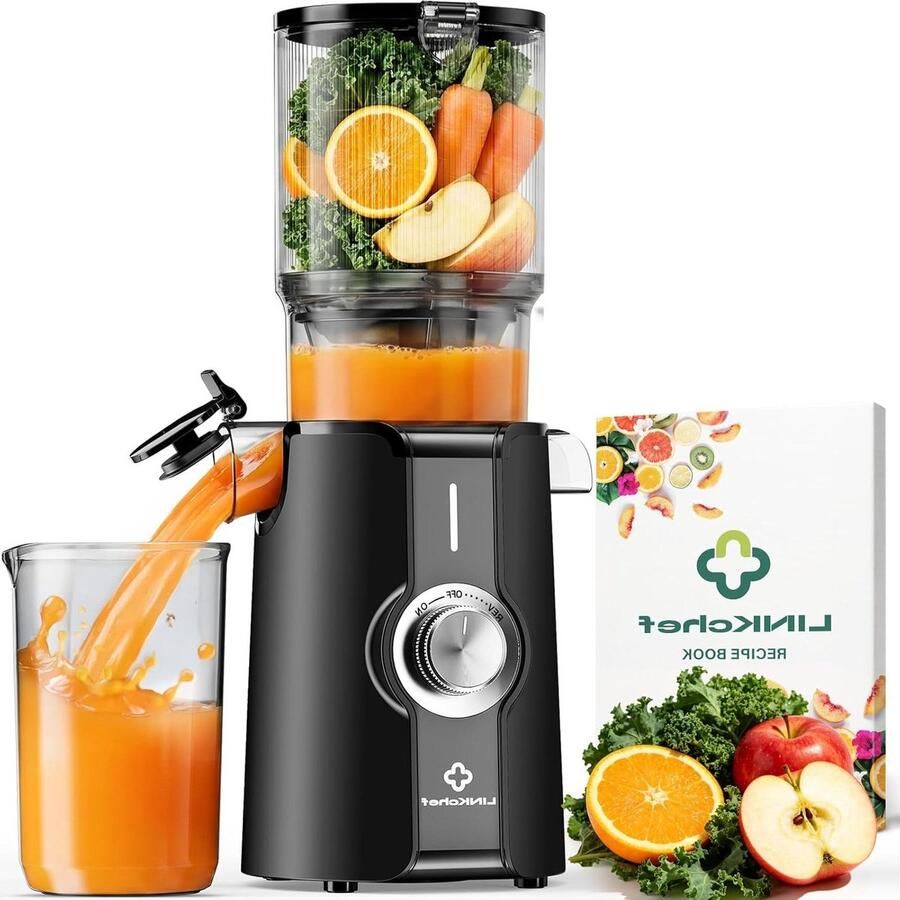 Slowjuicer Sapcentrifuge Koudgeperst Gezond Sap Maken Brede Vulopening 200 Watt Zwart
