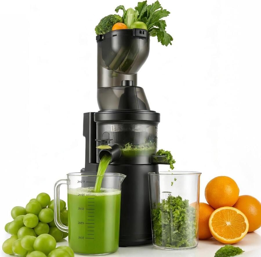 Slowjuicer Sapcentrifuge Gezond sap maken Koudgeperst sap Standaard formaat Zilver