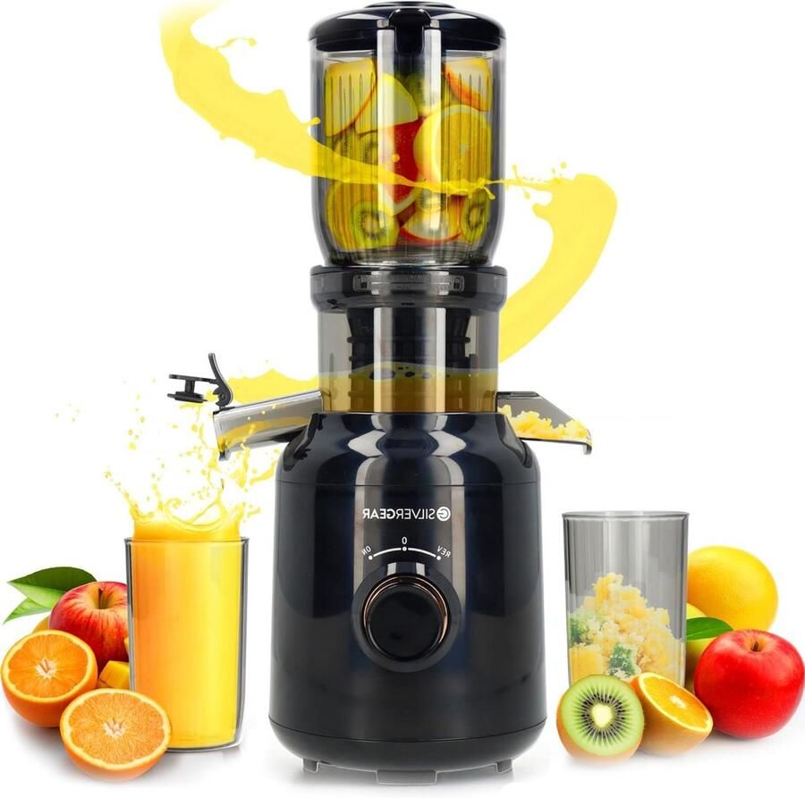 Slowjuicer Sapcentrifuge Elektrisch Gezond Sap Maken Krachtige 250W Motor 103 mm Opening Zwart