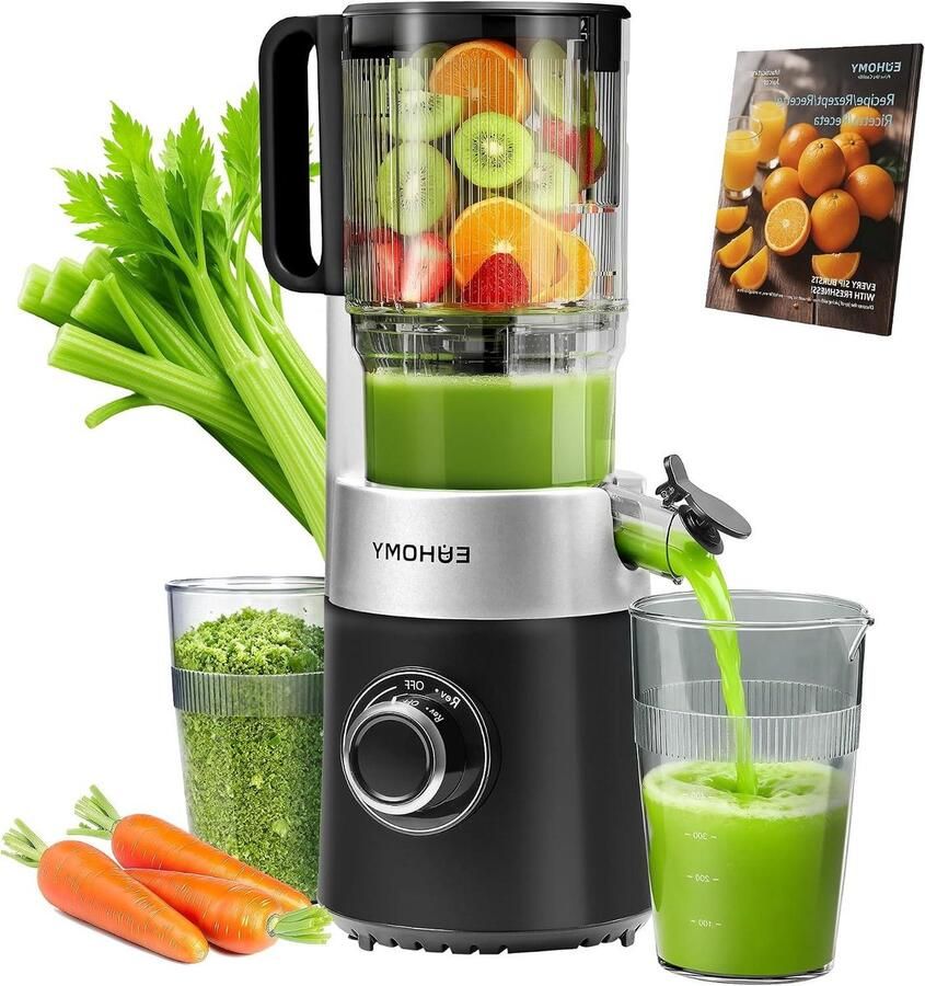 Slowjuicer Sapcentrifuge Vruchtenpers Gezond Sap Maken 7-Traps Sap Procedure 18 Liter Zwart Zilver