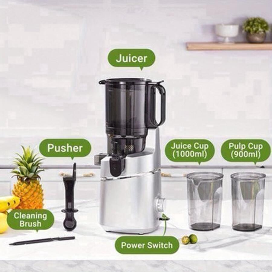 Slowjuicer – Slow Juicer – Sapmachine – Sapcentrifuge – Juicer – Brede Opening 13 5 Cm – 1 8 Liter Opvangbak – Stil Motor