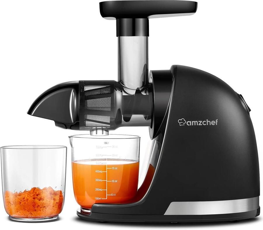 Slowjuicer Stille Koude Fruitpers met Hoge Sapopbrengst BPA-vrij 240W Mat Zwart