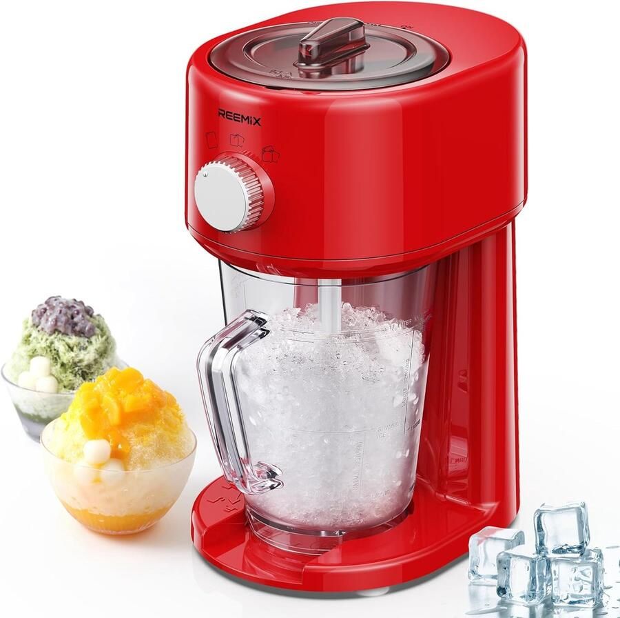 Slush IJsmaker – 3 Standen – RVS Messen – Automatische Roerder – BPA-Vrij – Grof & Fijn Ijs – Veiligheidssluiting – Rood
