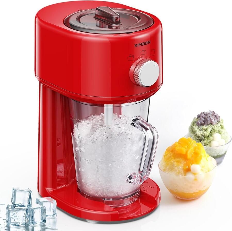 Slush IJsmaker – 3 Standen – RVS Messen – Automatische Roerder – BPA-Vrij – Grof & Fijn Ijs – Veiligheidssluiting – Rood