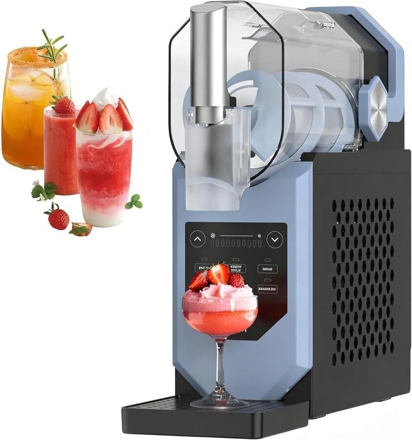 Slush Machine Frozen Drankmaker Professioneel Gebruik Zelfreinigend Geen IJs 2L Capaciteit Blauw Zwart