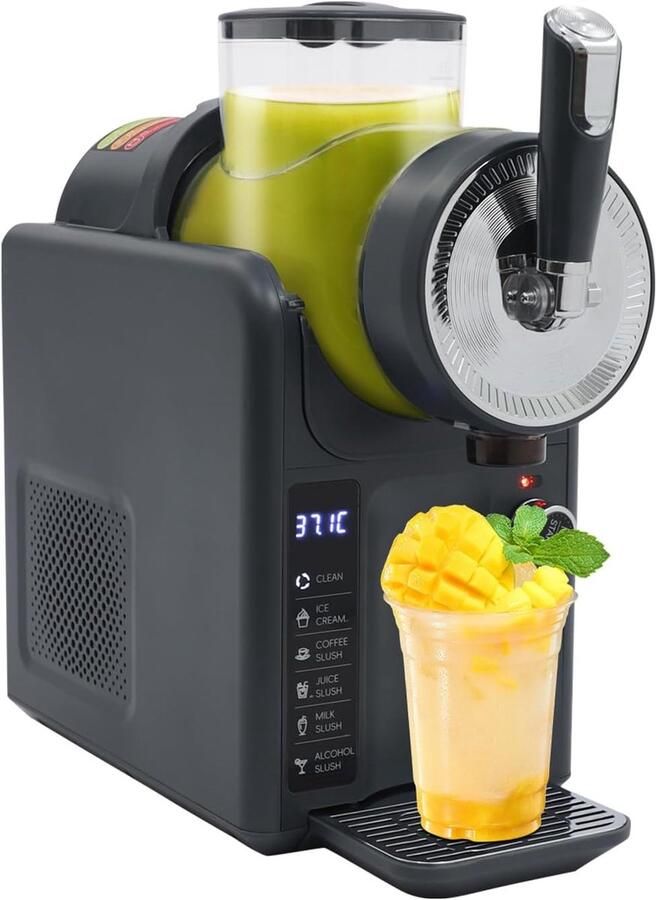 Slush Machine IJsmaker Thuis Drankjes Maken Zelfkoelend Digitaal Display 1.8 Liter Grijs