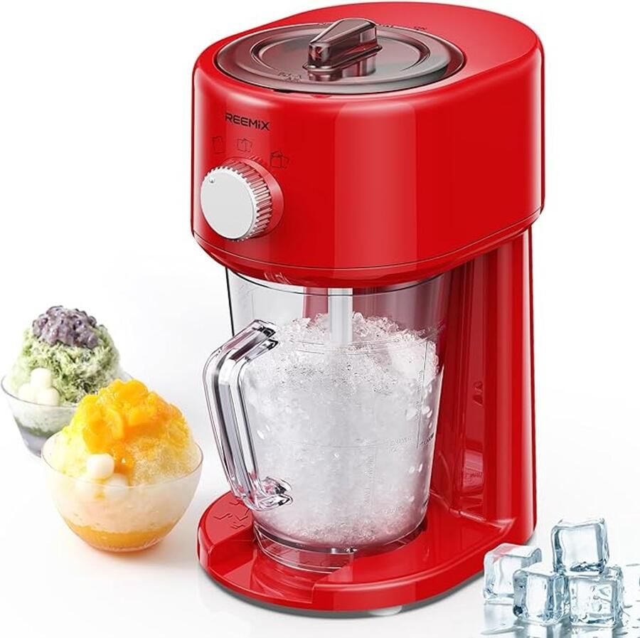Slush Machine – IJsschaafmachine met 3 Modi voor Grof & Fijn IJs Roestvrijstalen Messen & Veiligheidssluiting Slushy Maker Rood