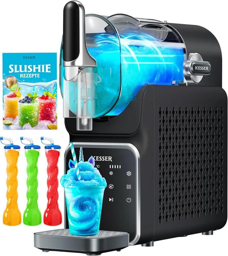 Slush-machine voor thuis 2L snelle slush-ice maker in 25 minuten met 6 programma's inclusief bekers en receptenboek zwart
