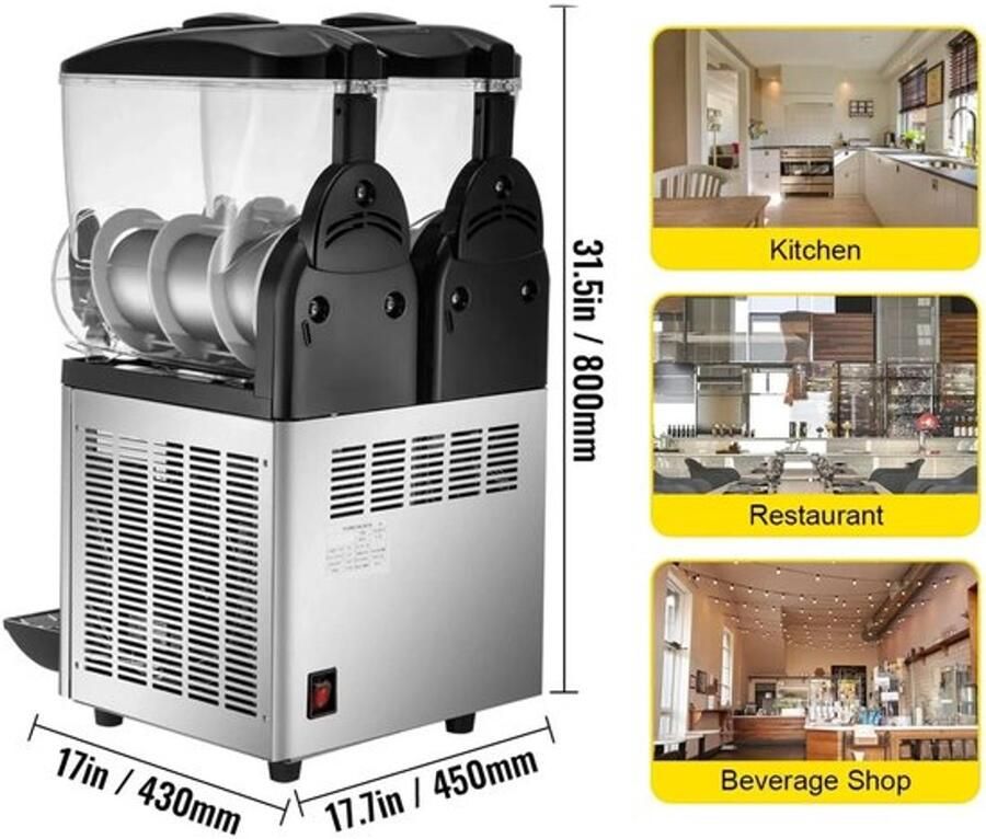 Slush Puppy Maker Slush Puppy Machine 15L Dubbele Tank Slushy Maker Slush Machine Margareta Machine Frozen Drink Maker Perfect voor Cafés Bars