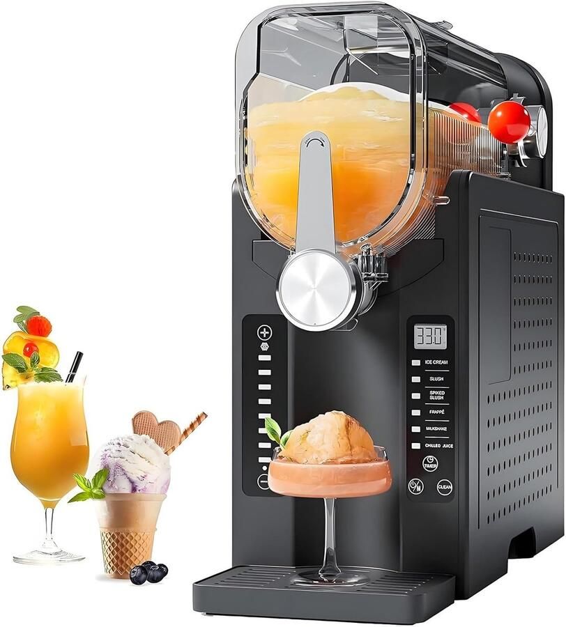 Slushie Machine IJsdrank Maker Thuis Cocktails Maken Realtime Temperatuurweergave 1600 ml Capaciteit Zwart