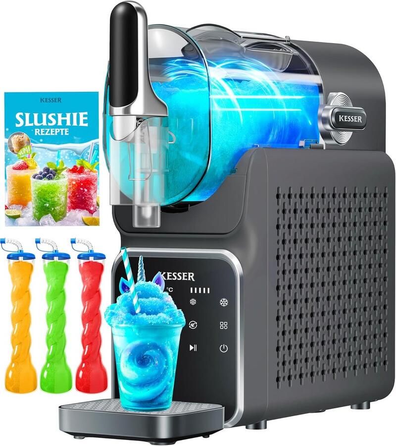 Slushmachine 2L voor thuis 6 programma's klaar in 25 minuten voor slush frappés milkshakes ijscocktails en bevroren sap inclusief 3 bekers en receptenboek antraciet