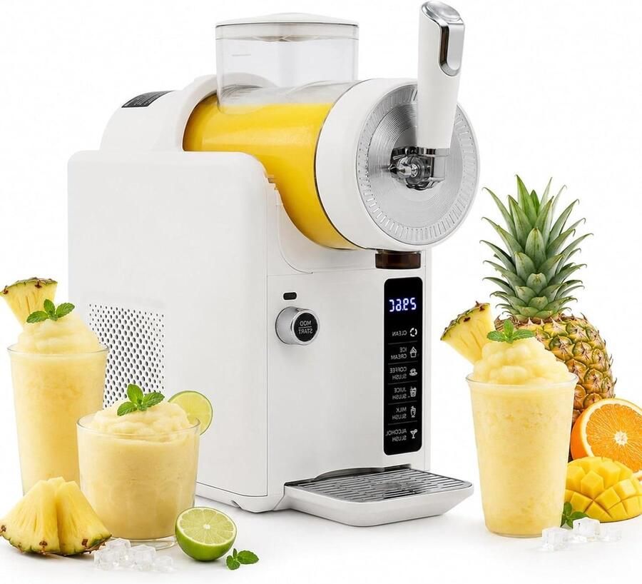Slushmachine Aanrecht IJsmachine Drankjesmaker Zelf Drankjes Maken 5-In-1 Geen Ijs Nodig 2 Liter Inhoud Wit