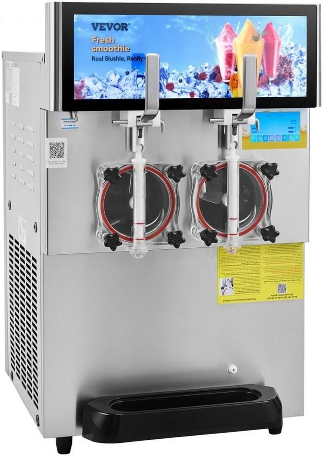 Slushmachine Commerciële Dubbele Tank 1800 W Vermogen 16 Liter Inhoud Roestvrij Staal Voor Horeca En Evenementen