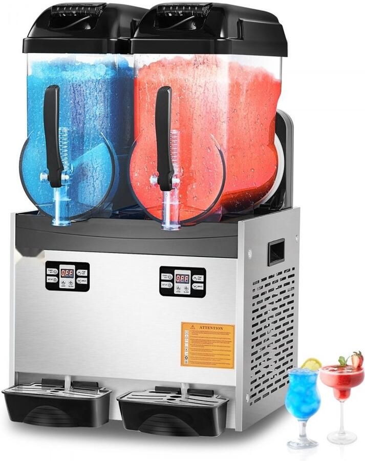 Slushmachine Dubbele tank 2 x 12 L (24 L) slush ijsmachine Commercieel Voor bevroren dranken Slush Margarita Smoothie Voor horeca en thuis Tot 96 bekers