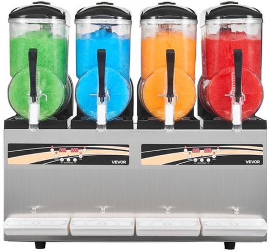 Slushmachine Zelfvriezend 4 x 12 Liter Tanks 1650 Watt Vermogen Polycarbonaat Tank Voor Horeca En Bars