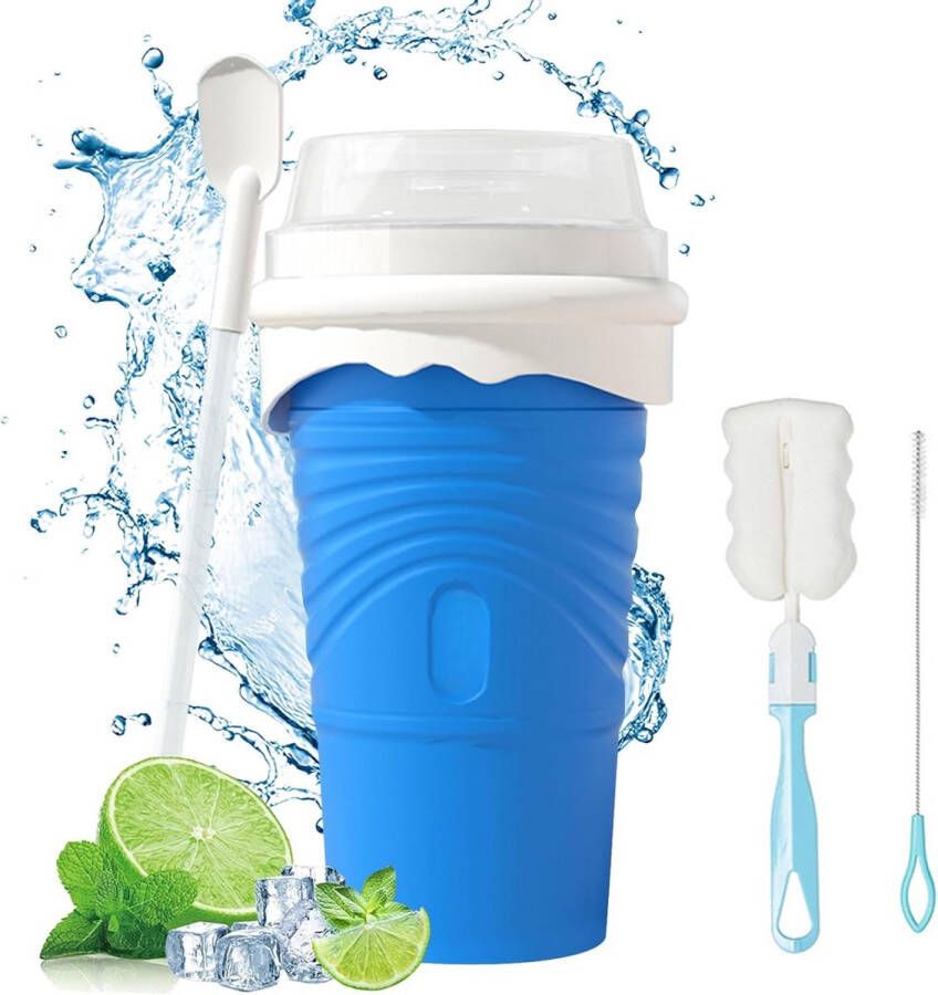 Slushmaker Blauw Herbruikbaar & Gemakkelijk Siliconen Slush Cup Inclusief Rietje & Lepel