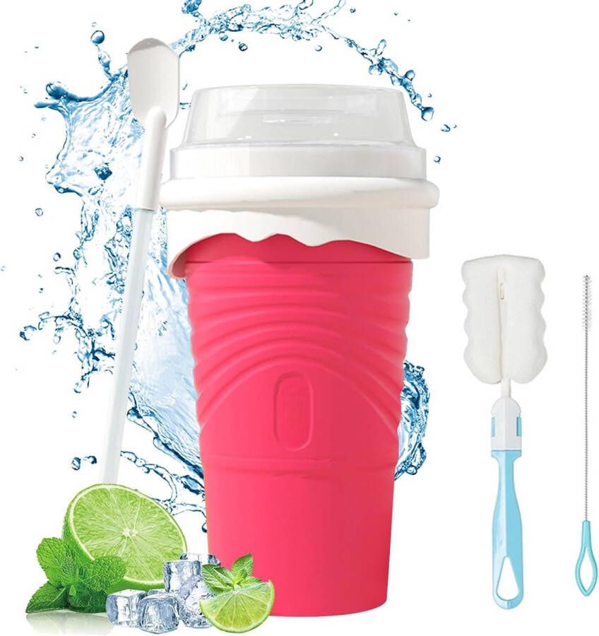 Slushmaker Siliconen Slush Cup Inclusief Rietje & Lepel Rood Herbruikbaar & Hittebestendig