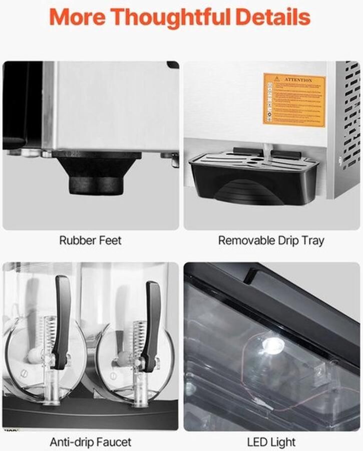 Corenia Slushy Machine – Slushmachine – IJsmachine – Frozen Drink Maker – Dubbele Tanks 1x12L E – Instelbare Temperatuur - Foto 3