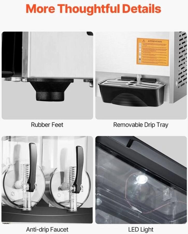 Slushy Machine – Slushmachine – IJsmachine – Frozen Drink Maker – Dubbele Tanks 1x12L – Instelbare Temperatuur - Foto 2