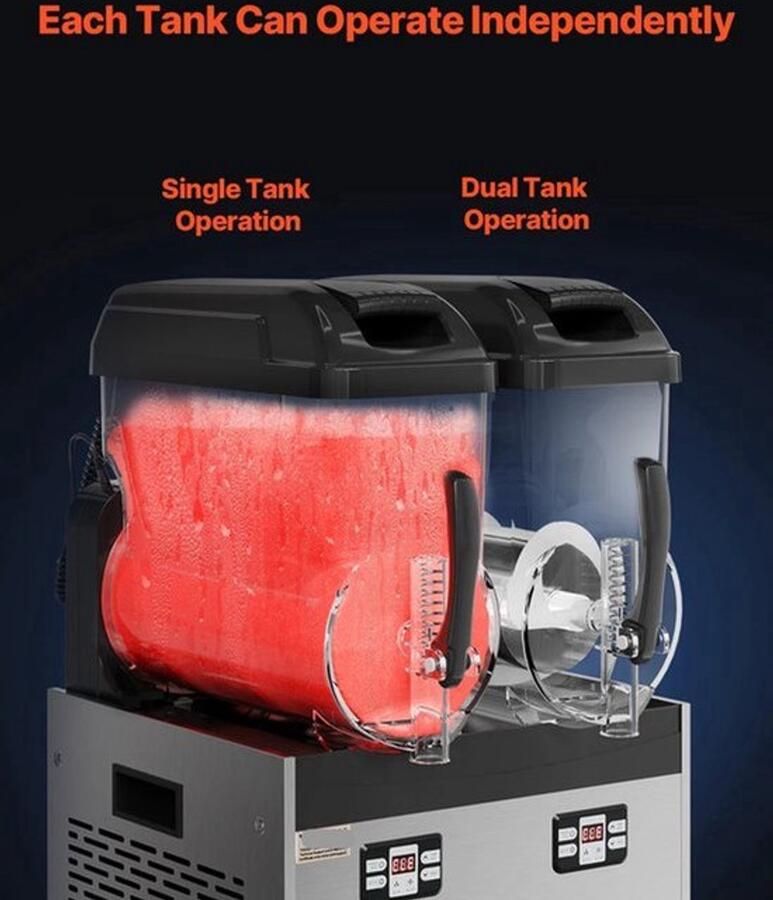 Slushy Machine – Slushmachine – IJsmachine – Frozen Drink Maker – Dubbele Tanks 1x4L – Instelbare Temperatuur