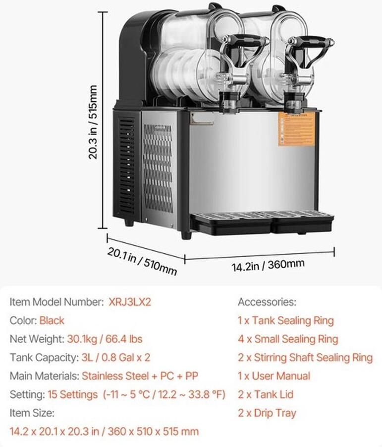 Slushy Machine – Slushmachine – IJsmachine – Frozen Drink Maker – Dubbele Tanks 2x3L – Instelbare Temperatuur