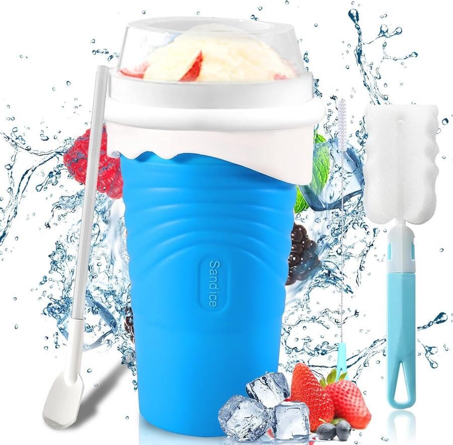 Slushy Maker Beker 500ml Creatief Rietjeslepel Ontwerp voor Smoothies en Bevroren Dranken Eenvoudig te Reinigen en Duurzaam