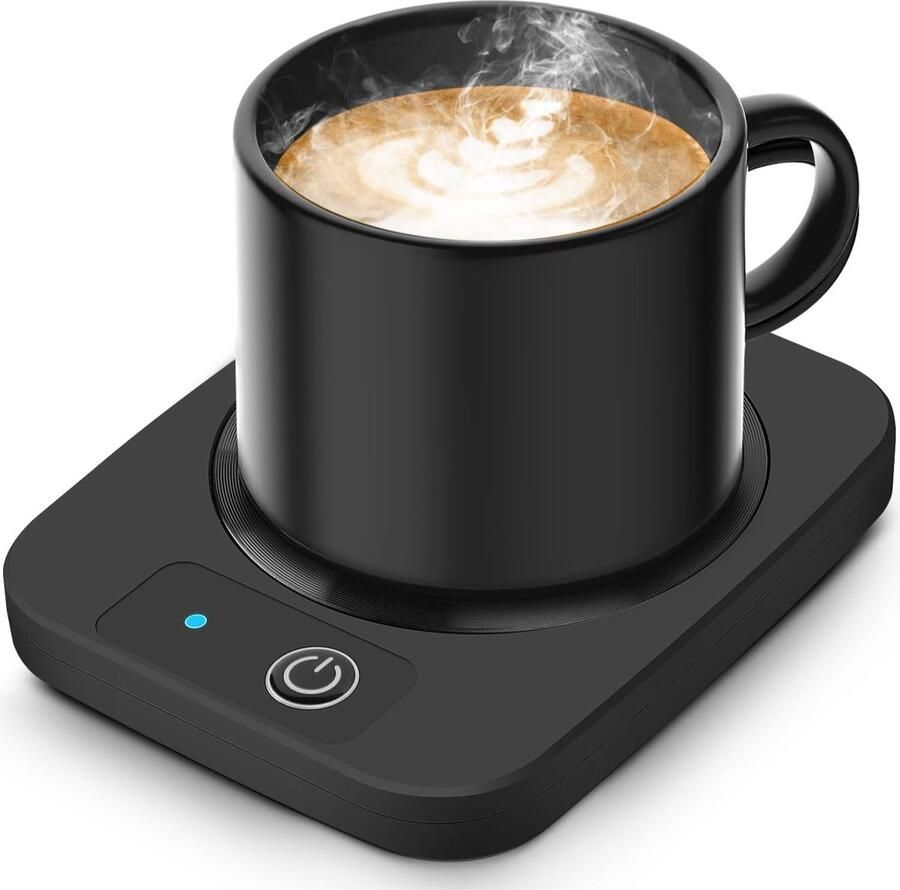 Smart Mug Koffiekopverwarmer Slimme Warmhoudplaat Elektrische Kopjeswarmer met Aluminium Plaat voor Kantoor Bureauaccessoire Drankverwarmer voor Cacao en Melk Voor Collega's en Vrienden Zwart