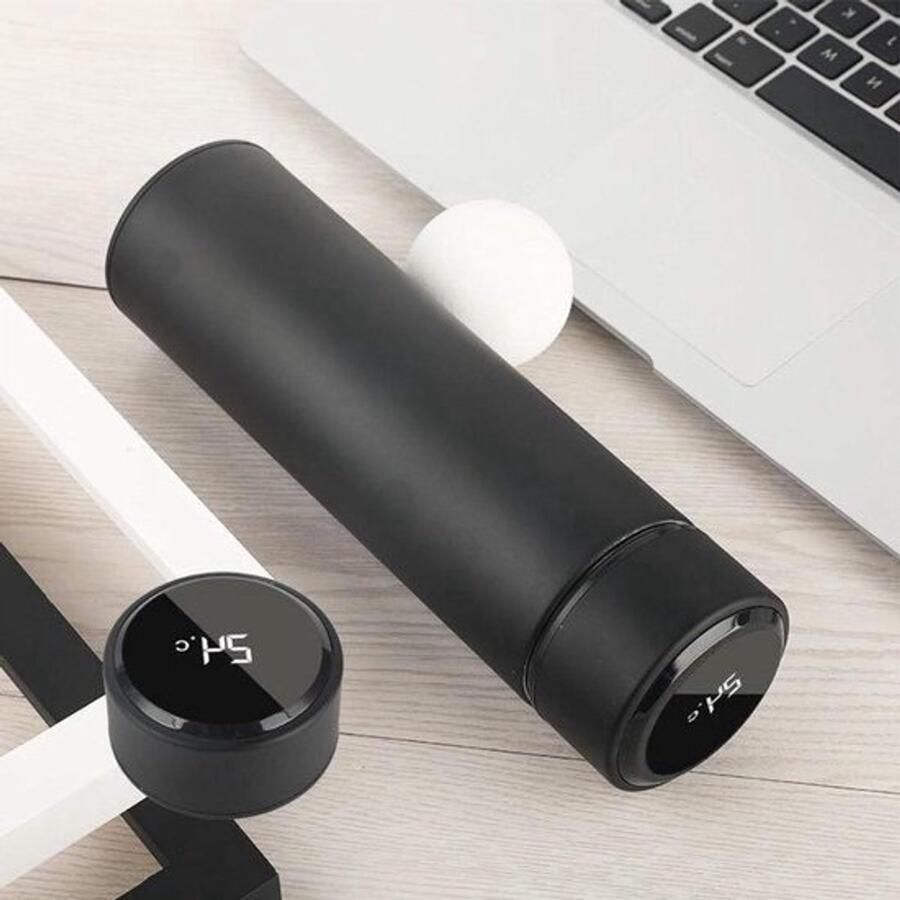 Smart Thermos Mok Reismok LED Display Drinken Warm Houden LED Temperatuurweergave 500 ML Zwart