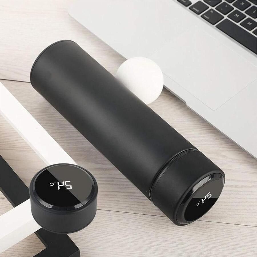 Smart Thermos Mok Reismok LED Display Drinken Warm Houden LED Temperatuurweergave 500 ML Zwart